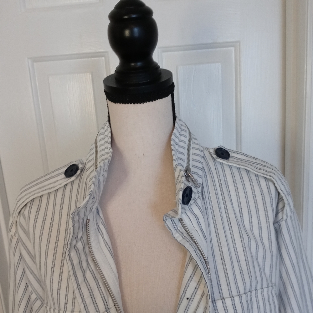 Joie Cristi White and Blue Stripe Utility Jacket - Picture 8 of 16